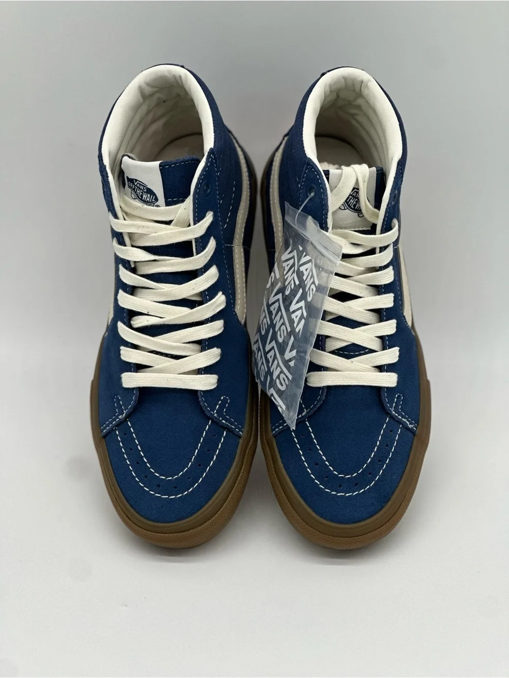 Vans Navy Canvas High-Top Sneakers with Cream Stripe